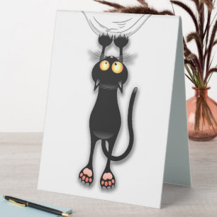 Lustige Katzenfigur kratzt Stoff Tischaufsteller