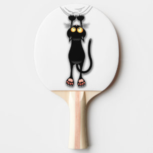 Lustige Katzenfigur kratzt Stoff Tischtennis Schläger