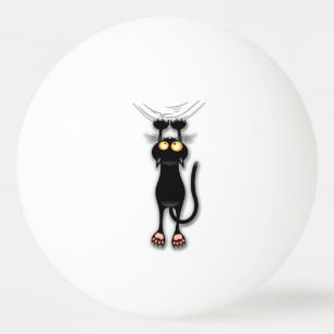 Lustige Katzenfigur kratzt Stoff Tischtennisball