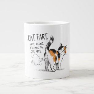 Lustige Katzenfurz-Skizze Kaffeetasse - Dreifarbig Jumbo-Tasse