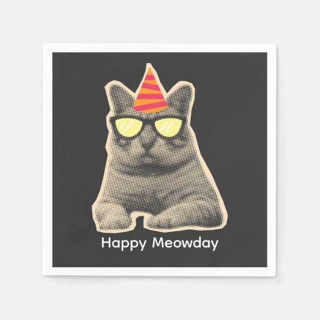 Lustige Katzengeburtstag Serviette (Vorderseite)