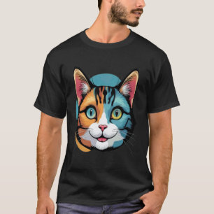 Lustige Katzengesicht-Zeichnung Künstlerische Graf T-Shirt