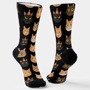 Lustige Katzengesichter Muster Crew Socken
