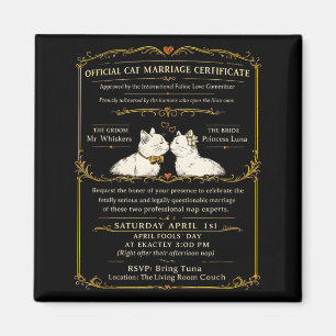 Lustige Katzenhochzeitsurkunde Vintage-Hochzeit Magnet