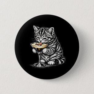 Lustige Katzenkaffee Schwanz Schwarze Tinte Kätzch Button