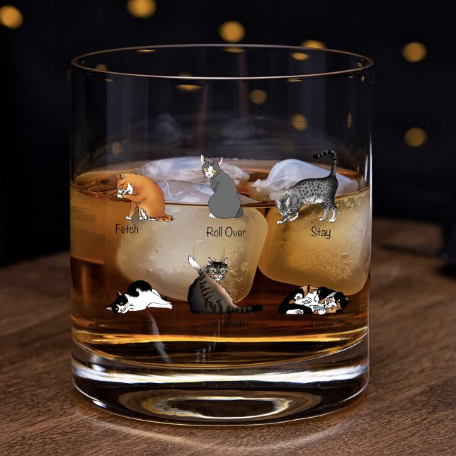 Lustige Katzenkommandos illustrierte Trainingsgraf Whiskyglas (Von Creator hochgeladen)