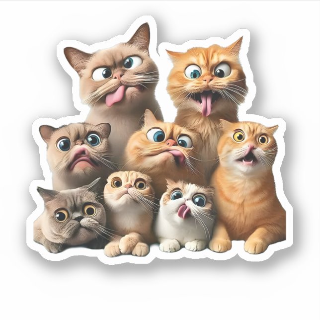 lustige Katzenkunst Aufkleber (Vorderseite)