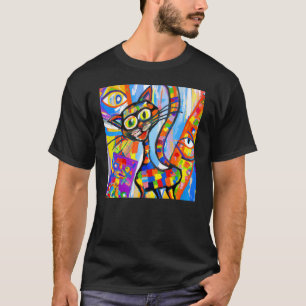 Lustige Katzenkunst süße Mieze T-Shirt