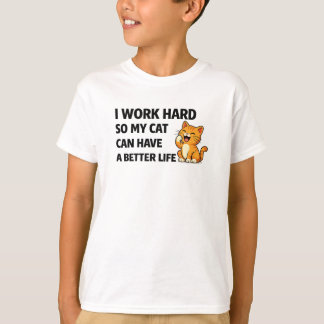 Lustige Katzenliebhaber-Kaffeetasse – Ich arbeite T-Shirt