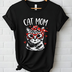 Lustige Katzenmutter mit Brille und Bandana Damen T-Shirt