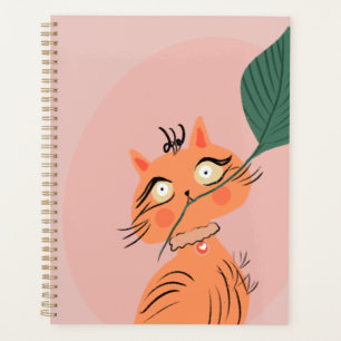 Lustige Katzenpflanzenblatt Cartoon    Planer