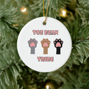 Lustige Katzenpfoten Zehenballen Rosa Buchstaben Keramik Ornament