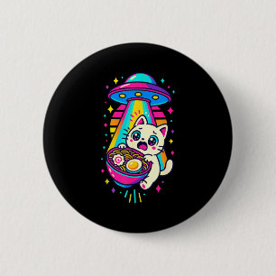 Lustige Kawaii Katze Ramen Ufo japanische Anime Fr Button
