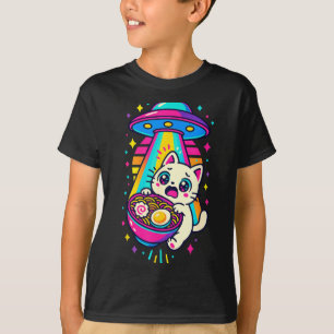 Lustige Kawaii Katze Ramen Ufo Japanische Anime Fr T-Shirt