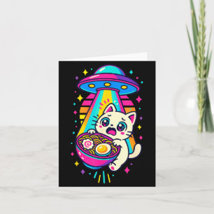 Lustige Kawaii-Katze Ramen-Ufo japanischer Anime-F Karte