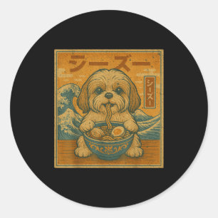 Lustige Kawaii Ramen Japanische Nudeln Shih Tzu Is Runder Aufkleber
