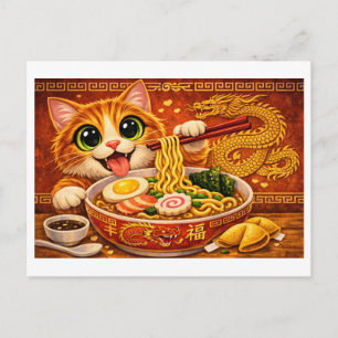 Lustige Kawaii Ramen-Nudel-Katzenkunst             Postkarte