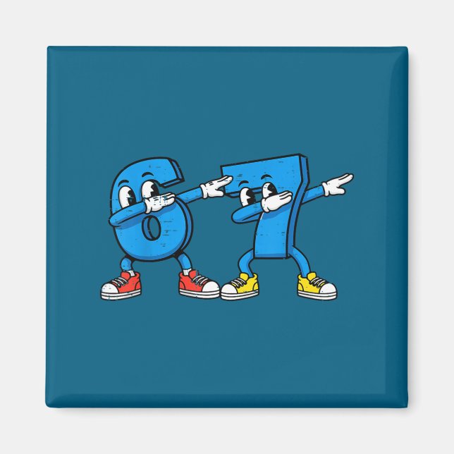 Lustige Kinder 6 7 Meme Dab Zahlen Magnet (Vorne)