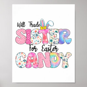 Lustige Kinder Eier werden Schwester gegen Ostern Poster