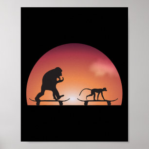 Lustige Kinder Jungen Mädchen Skateboard fahren Af Poster