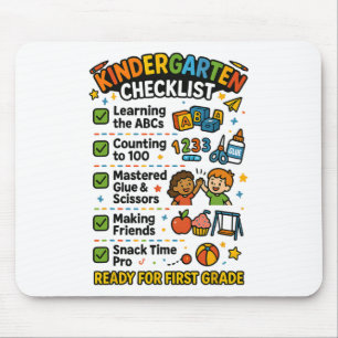 Lustige Kindergarten-Checkliste Erste Klasse Junge Mousepad