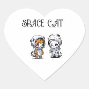Lustige Kinderkatze im Astronautenanzug  Herz-Aufkleber