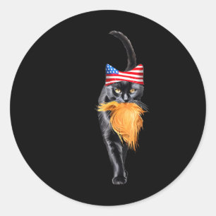 Lustige kinderlose Katzenlady mit Trump-Haar stimm Runder Aufkleber
