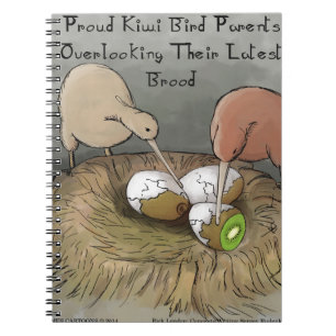 Lustige Kiwi-Vögel pflegen ihre Früchte Notizblock