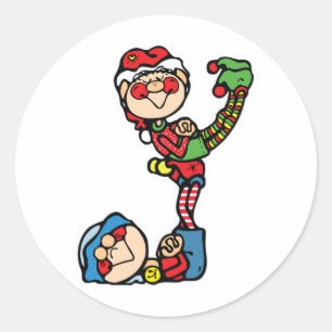 lustige kleine Weihnachtselfen Runder Aufkleber