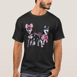 Lustige Kokette Schleife Mushing Schlittenhund Hus T-Shirt