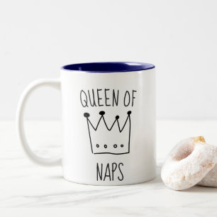 Lustige Königin des Nickerchen-Kronen-Kaffees Zweifarbige Tasse