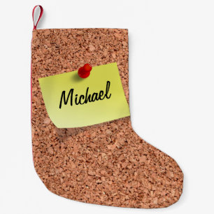 LUSTIGE Korkwand mit anpassbarem Text auf Post It Kleiner Weihnachtsstrumpf