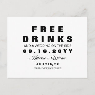 Lustige kostenlose Getränke Hochzeit Save the Date Ankündigungspostkarte