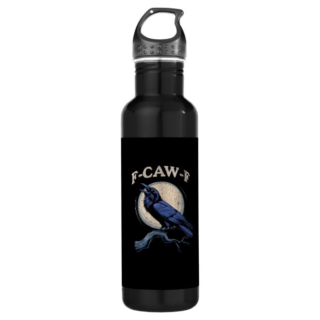 Lustige Krähe F-Caw-F Krähenliebhaber Kreativ Casu Edelstahlflasche (Vorderseite)
