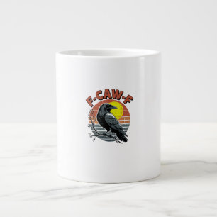 Lustige Krähe F-Caw-F Retro-Sonnenuntergang Erwach Jumbo-Tasse