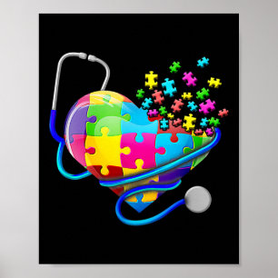 Lustige Krankenschwester Autismus Puzzle Stethosko Poster