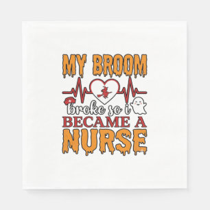 Lustige Krankenschwester Halloween Mein Besen brac Serviette