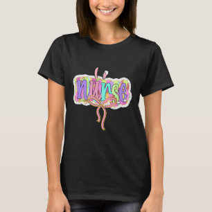 Lustige Krankenschwester Kokette Bogen Pinselstric T-Shirt