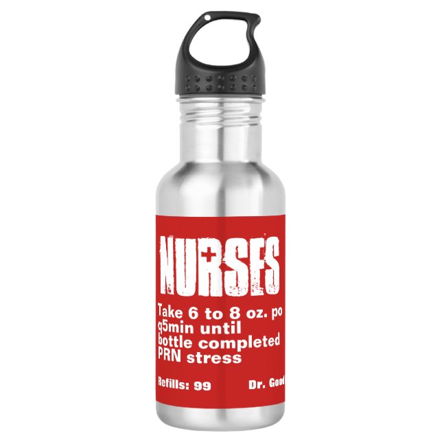 Lustige Krankenschwester-roter Edelstahlflasche (Vorderseite)