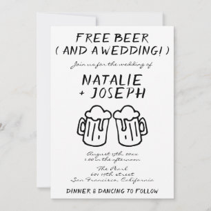 Lustige Kritzel-Handschriftliche Hochzeit mit Bier Einladung