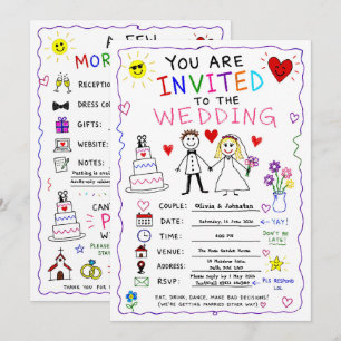 Lustige Kritzel-Hochzeitseinladung, individuelle H Einladung