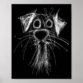 Lustige Kritzel-Welpen-Kritzelzeichnung Minimalist Poster
