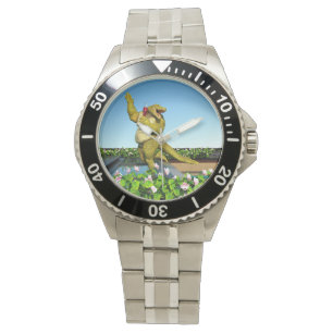 Lustige Krokodil Champagner Poolparty Kunst Armbanduhr