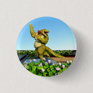 Lustige Krokodil-Champagner-Poolparty-Kunst Button