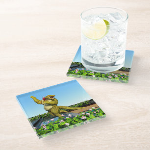 Lustige Krokodil-Champagner-Poolparty-Kunst Glasuntersetzer