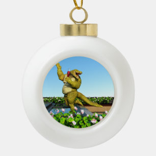 Lustige Krokodil Champagner Poolparty Kunst Keramik Kugel-Ornament