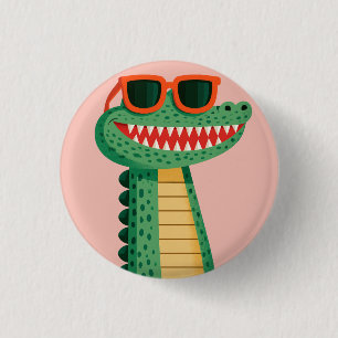 Lustige Krokodil-Sonnenbrille Süßes Cartoon-Tier Button