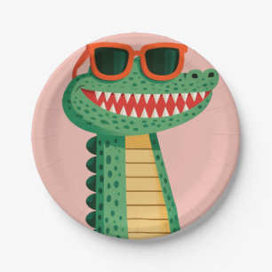 Lustige Krokodil-Sonnenbrille Süßes Cartoon-Tier Pappteller