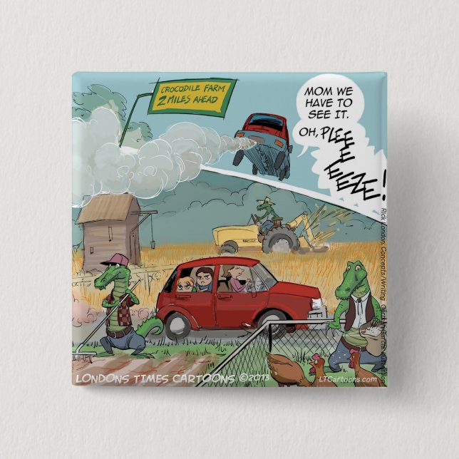 Lustige Krokodilfarm Button (Vorderseite)