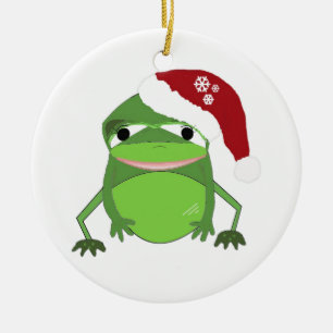 Lustige Kröte mit Santa-Hut Keramik Ornament